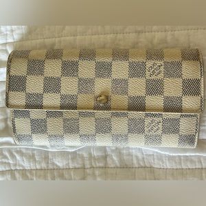 LOUIS VUITTON Portefeuille Sarah Long Wallet Damier Azur N61735 White 127